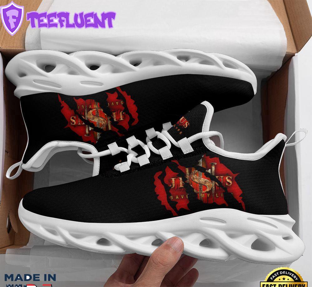 Jesus Saved My Life Running Sneakers Black Max Soul Shoes For Men And Women