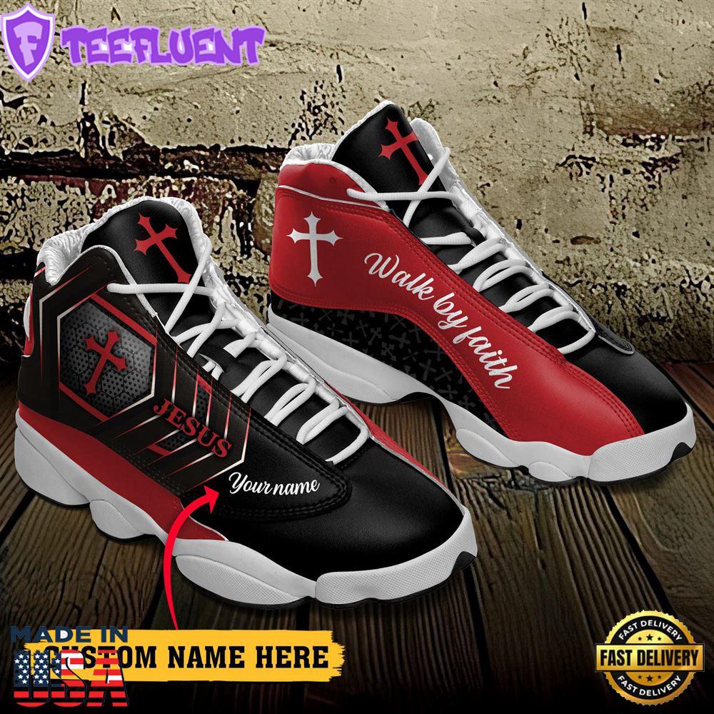Jesus Walk By Faith Cool Black Custom Name Jd13 Shoes For Man And Women