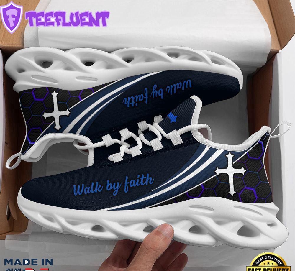 Jesus Walk By Faith Running Blue Christ Sneakers Max Soul Shoes For Men And Women