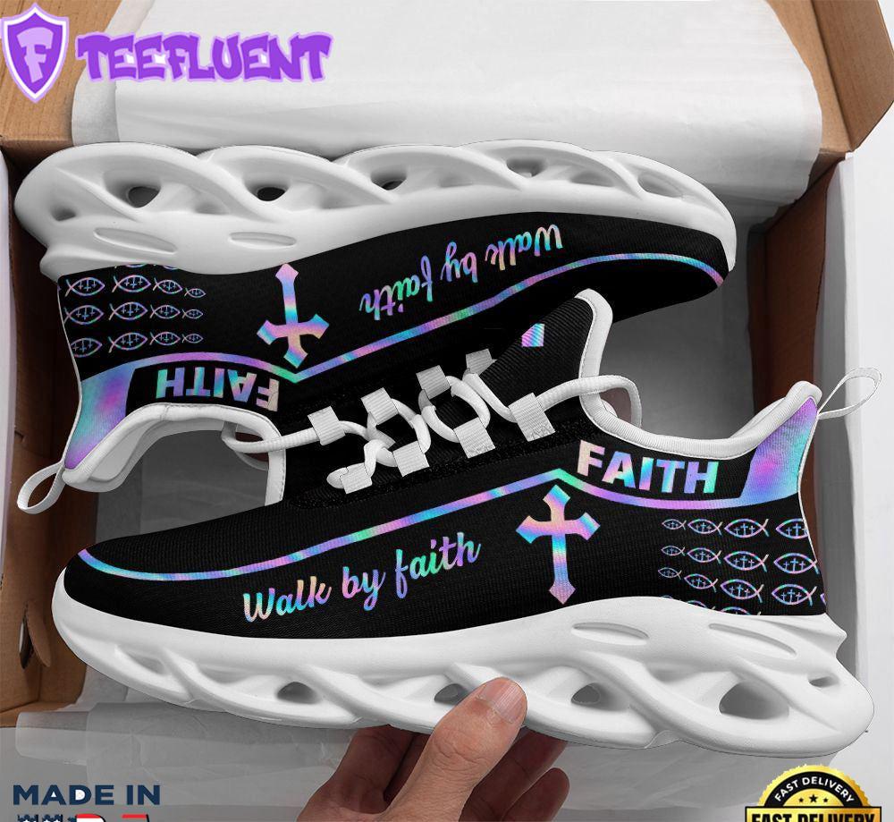 Jesus Walk By Faith Running Sneakers Black Shoes Max Soul Shoes For Men And Women