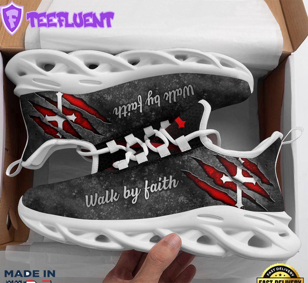 Jesus Walk By Faith Running Sneakers Grey Max Soul Shoes For Men And Women