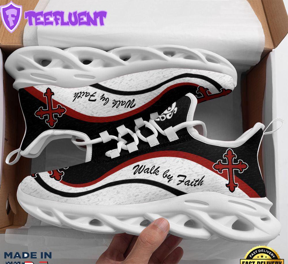 Jesus Walk By Faith Running Sneakers White And Black Max Soul Shoes For Men And Women