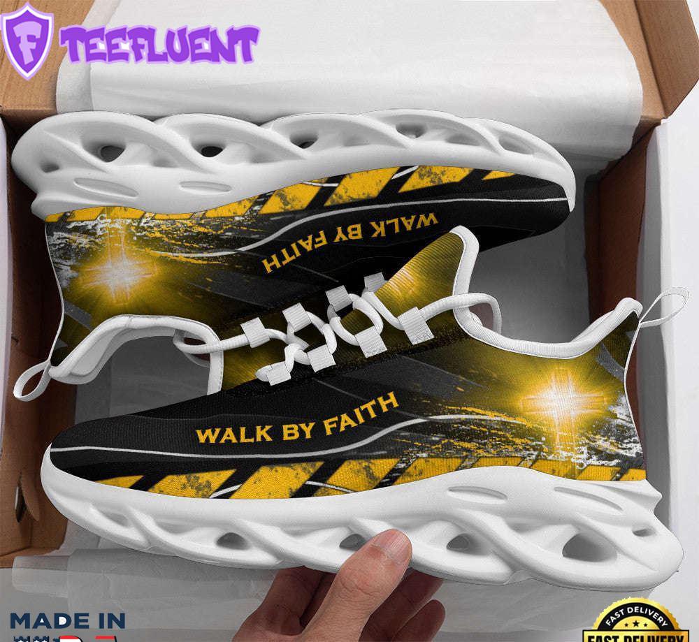 Jesus Walk By Faith Running Sneakers Yellow Max Soul Shoes For Men And Women