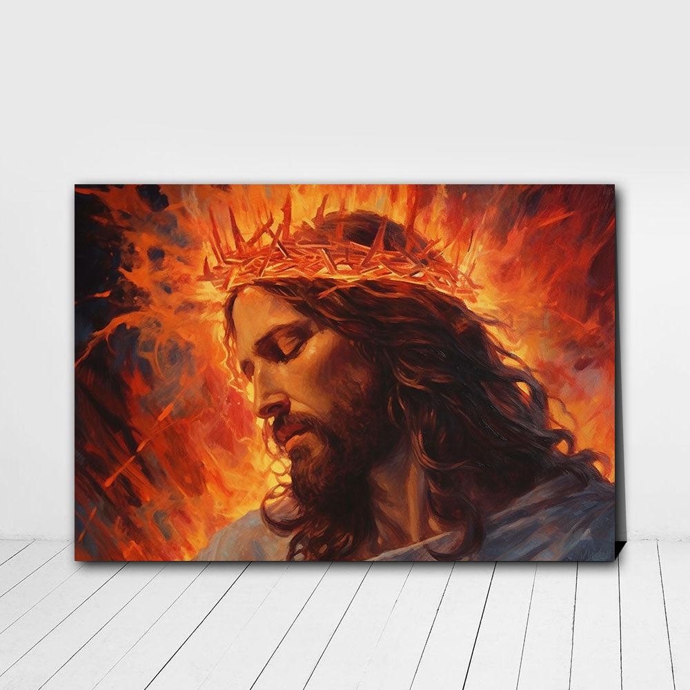 Jesus With A Crown Of Thorns Canvas Poster Wall Art