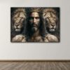 Jesus With Lions Canvas Poster Wall Art