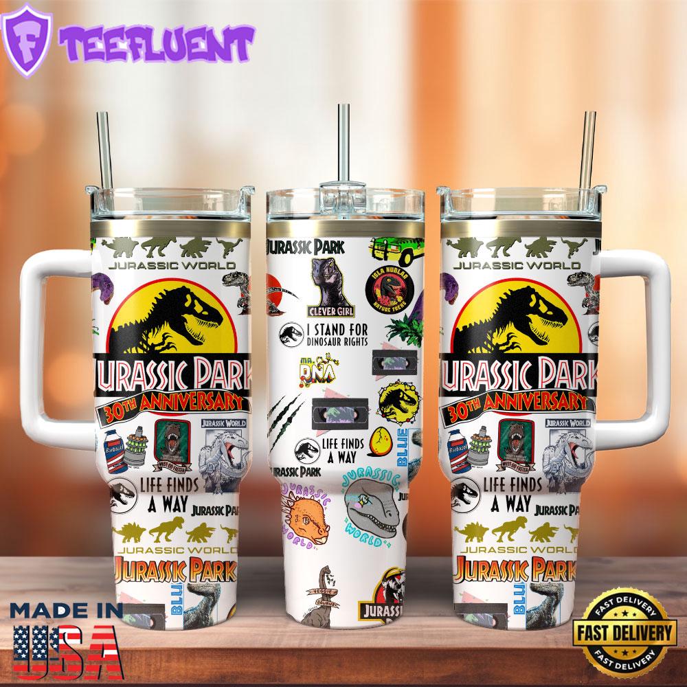 Jurassic World Movie Custom Stanley Quencher 40oz Stainless Steel Tumbler