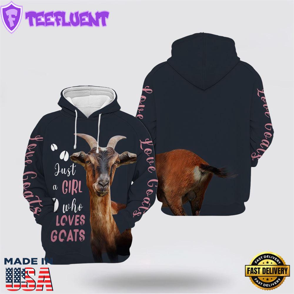 Just A Girl Loves Goats Christmas Trees All Over Print 3D Hoodie