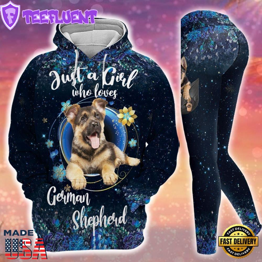 Just A Girl Who Loves German Shepherd All Over Print Leggings Hoodie Set Outfit For Women Gift Xmas
