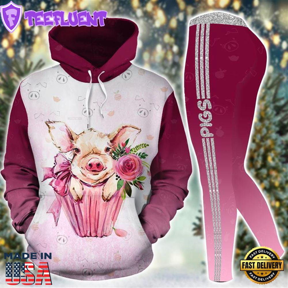 Just A Girl Who Loves Pigs Christmas All Over Print Leggings Hoodie Set Outfit For Women Gift Xmas