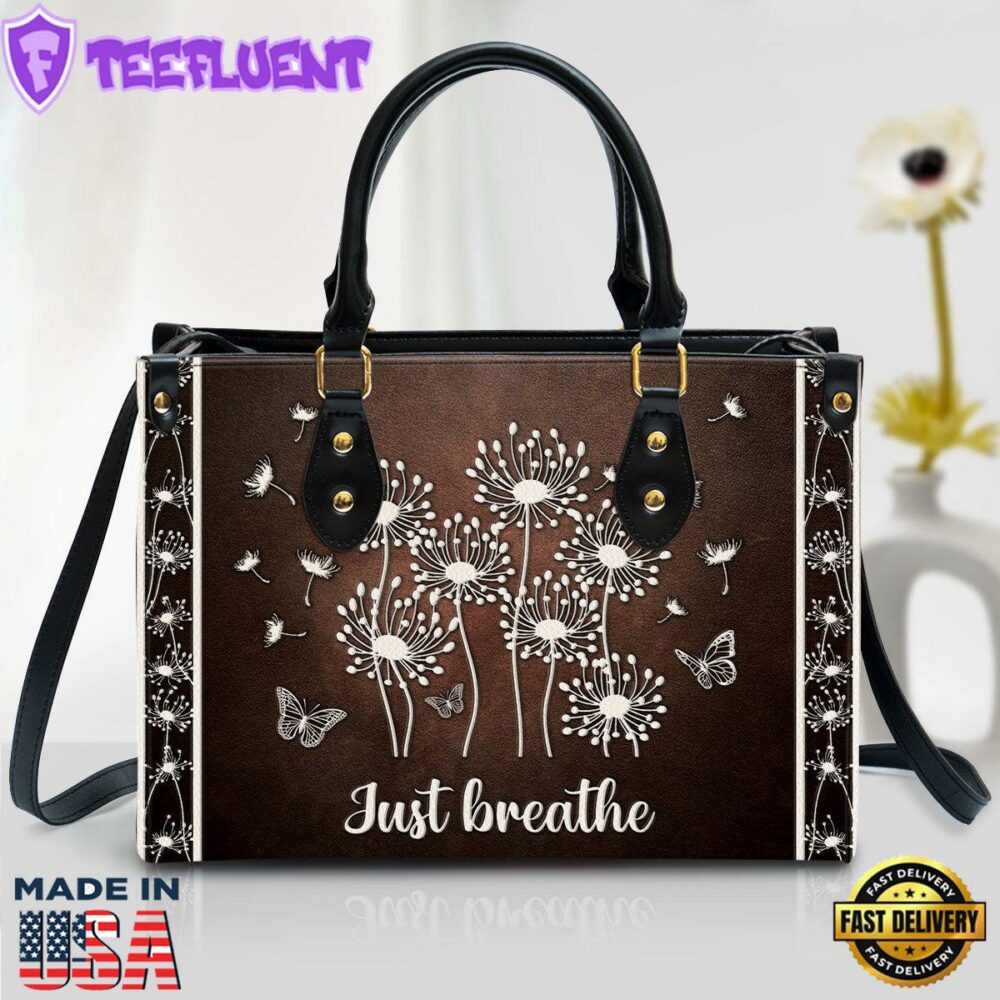 Just Breathe Stunning Dandelion Leather Handbag Christ Gifts Leather Bags