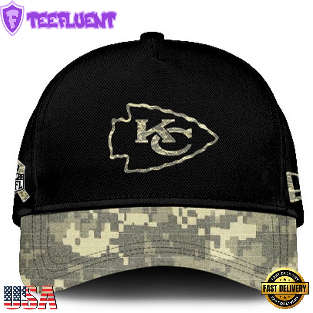 Kansas City Chiefs 2024 Salute to Service Club Black Camo Cap Gift For Veteran