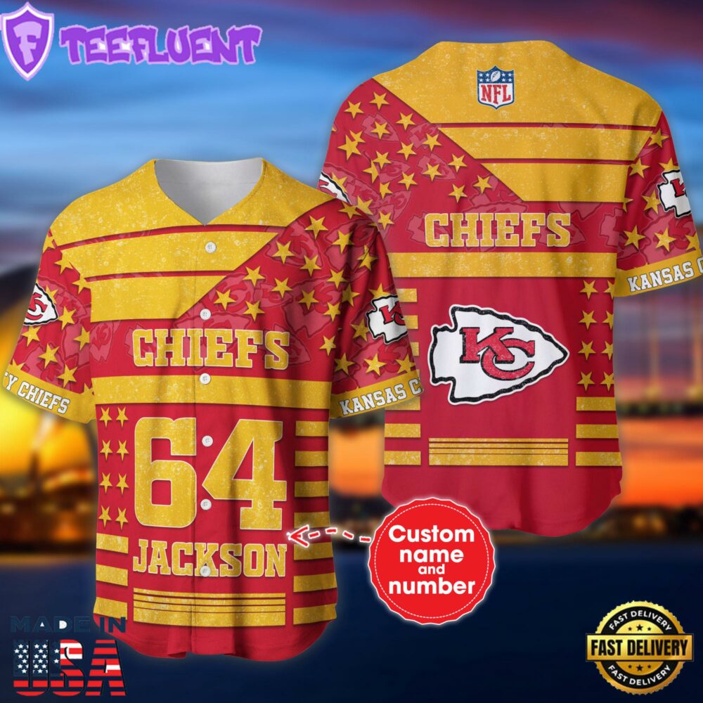 Kansas City Chiefs 3D NFL Personalized Baseball Jerse Shirt For Fans