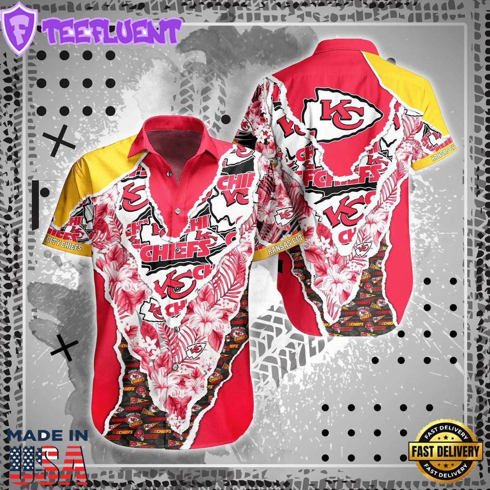Kansas City Chiefs Floral Pattern Hawaiian Shirt