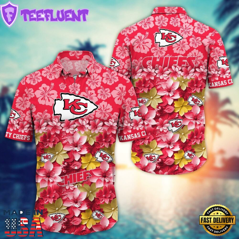Kansas City Chiefs Floral Wave Hawaiian Shirt