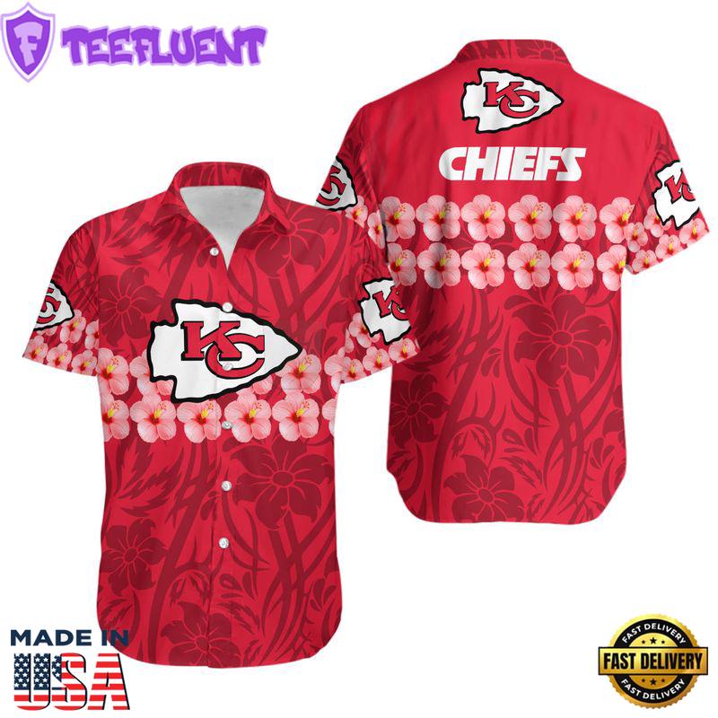 Kansas City Chiefs Flower and Logo Hawaiian Shirt and Shorts Summer