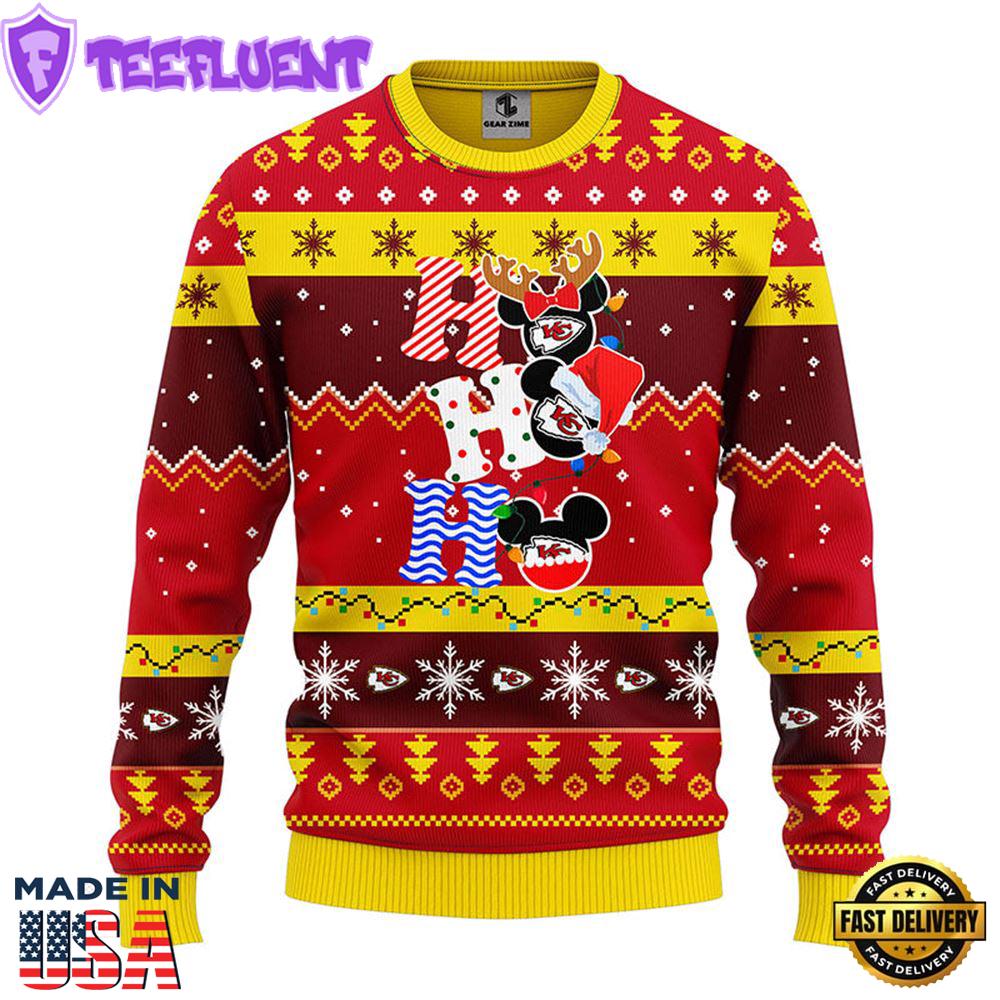 Kansas City Chiefs HoHoHo Mickey Christmas Ugly Sweater