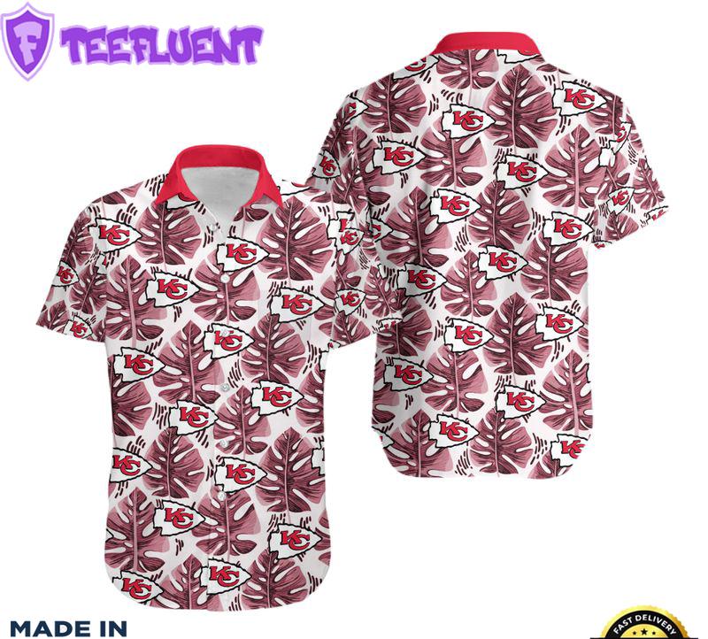 Kansas City Chiefs Leaf and Logo Hawaii Shirt and Shorts Summer