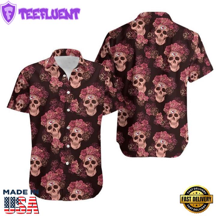 Kansas City Chiefs Mystery Skull And Flower Hawaiian Shirt
