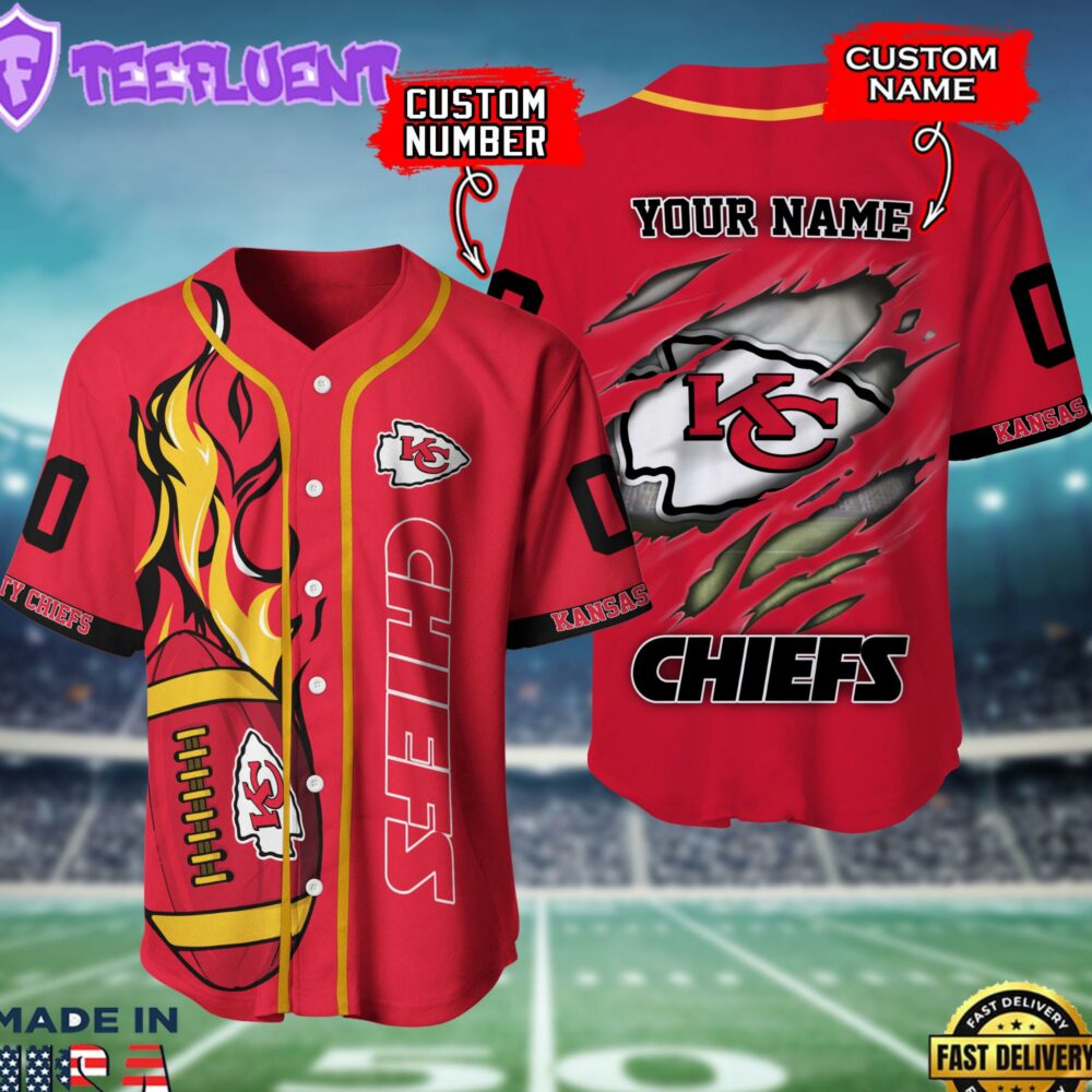 Kansas City Chiefs NFL 3D Personalized Baseball Shirt For Fans
