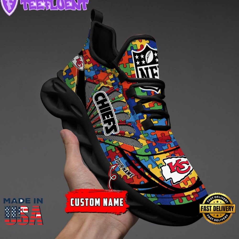 Kansas City Chiefs NFL Autism Clunky Max Soul Shoes Personalized