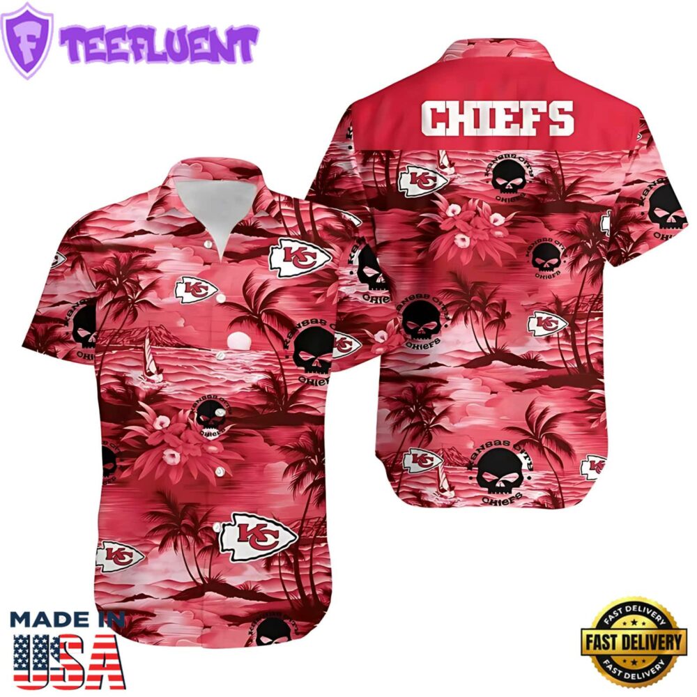Kansas City Chiefs Red Tropical Sunset Hawaiian Shirt