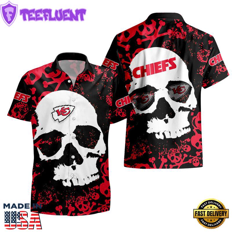 Kansas City Chiefs Skull Hawaii Shirt and Shorts Summer