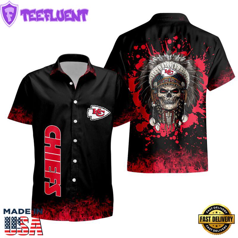 Kansas City Chiefs Skull Hawaii Shirt and Shorts Summer NEW021310
