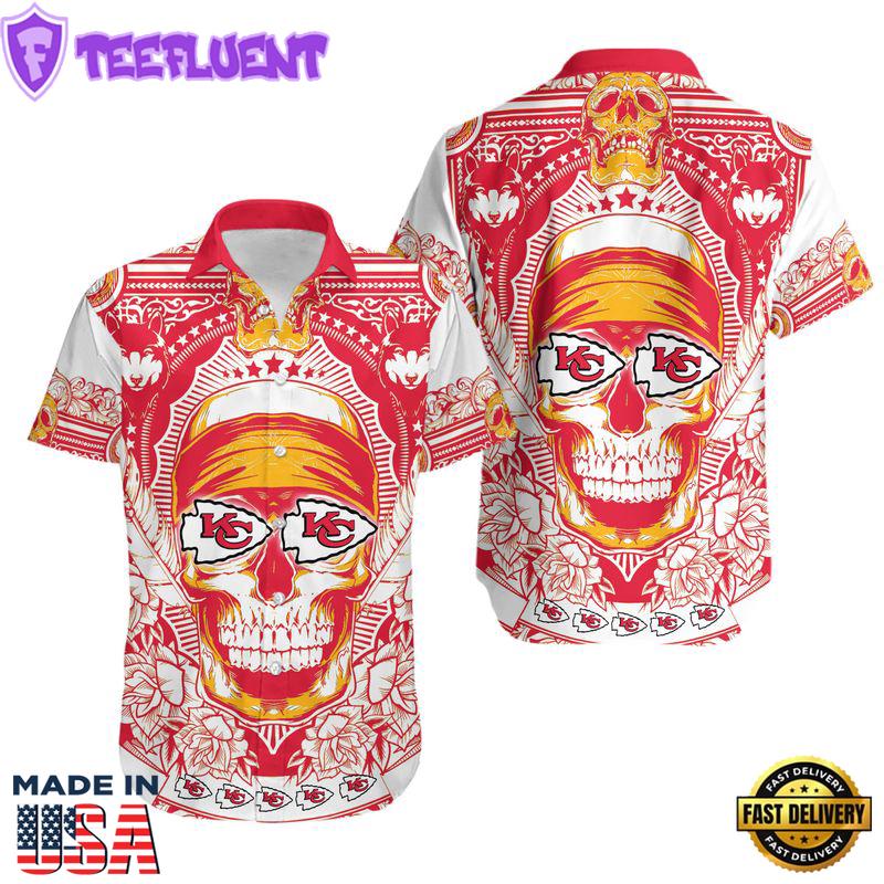 Kansas City Chiefs Skull Hawaiian Shirt and Shorts Summer