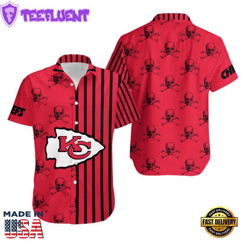 Kansas City Chiefs Stripes and Skull Hawaiian Shirt and Shorts Summer