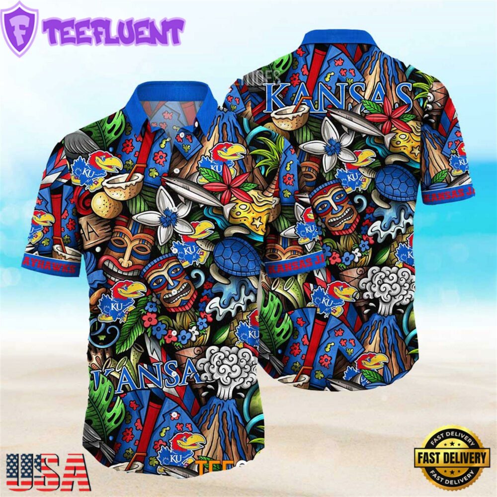 Kansas Jayhawks Ncaa Mens Floral Special Design Hawaiian Shirt