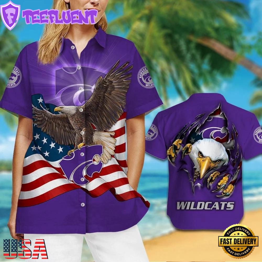 Kansas State Wildcats Eagle US Flag Hawaiian Shirt