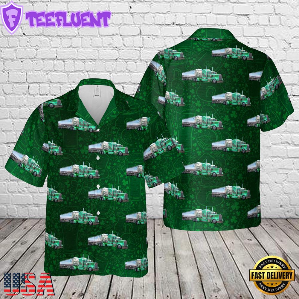 Kenworth W900 Truck, St Patrick's Day Hawaiian Shirt