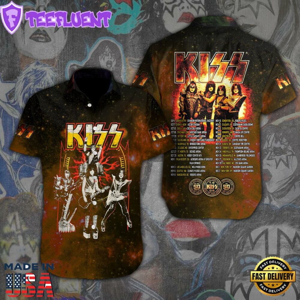 Kiss Band Short Sleeve Dress Shirt Hawaiian For Family