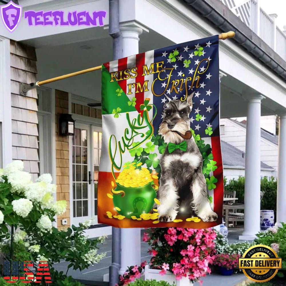 Kiss Me I'm Irish Miniature SchnauzerHouse And Garden Flag Decor