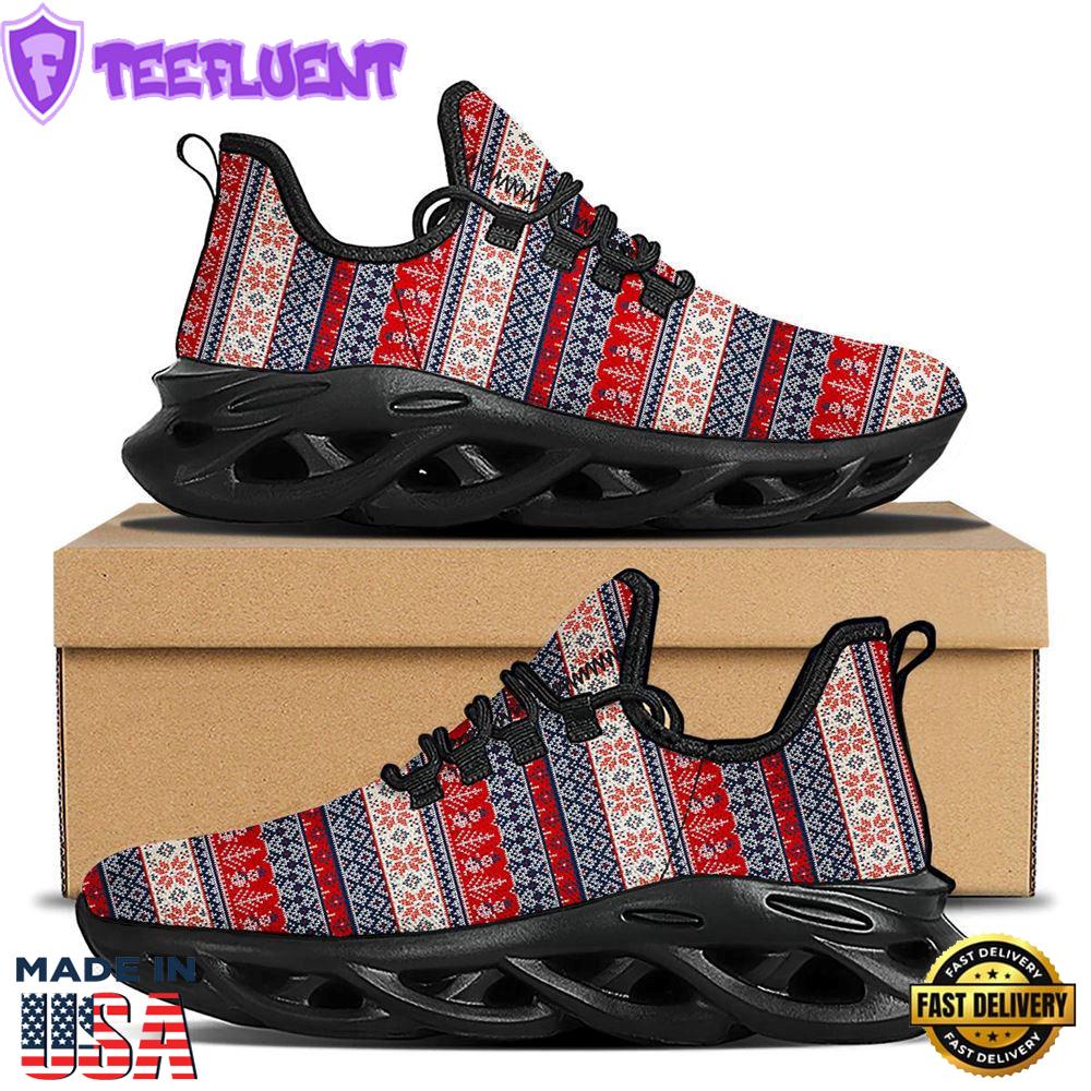 Knitted Christmas Snowman Print Pattern Black Max Soul Shoes