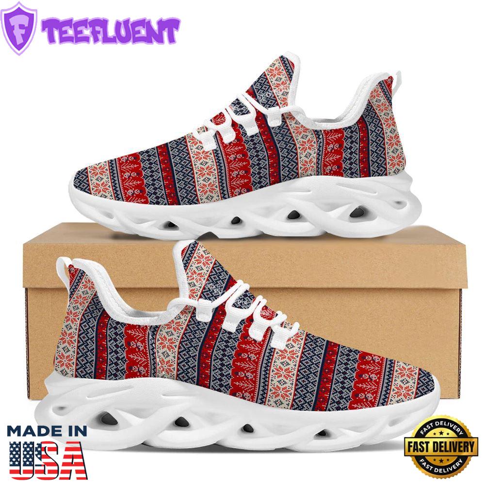 Knitted Christmas Snowman Print Pattern White Max Soul Shoes