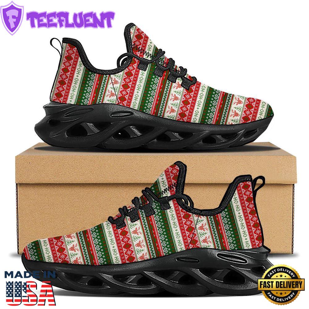 Knitted Christmas Tree Print Pattern Black Max Soul Shoes