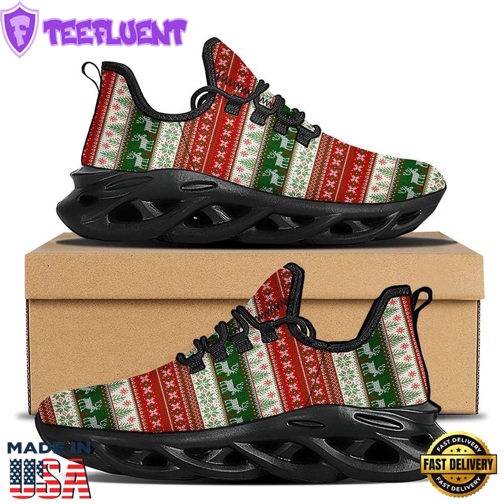 Knitted Merry Christmas Print Pattern Black Max Soul Shoes