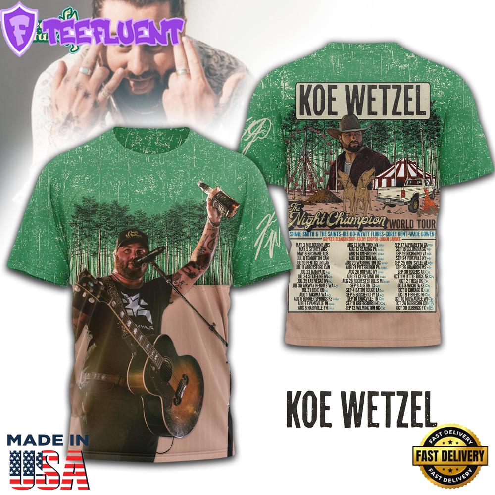 Koe Wetzel Night Champion World Tour 2026 Official Shirt