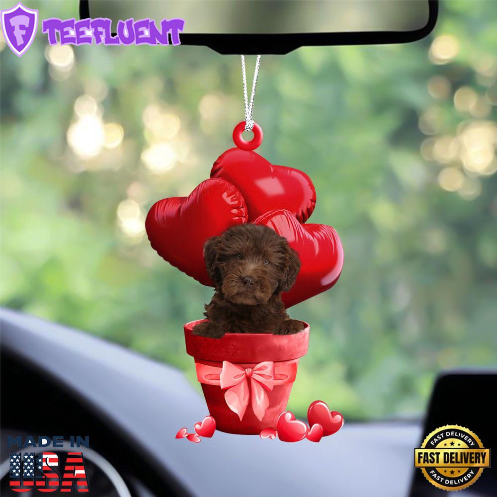 Labradoodle Red Heart Balloon Ornament, Gift For Christmas