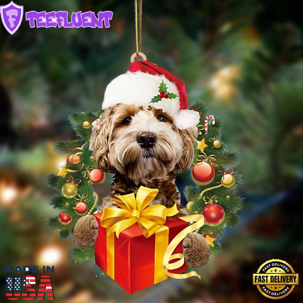 Labradoodle-Dogs Give Gifts Hanging Ornament, Gift For Christmas