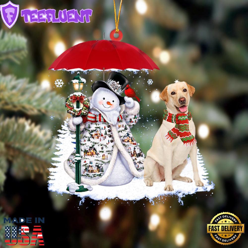 Labrador Retriever 1 With Snowman Christmas Ornament, Gift For Christmas