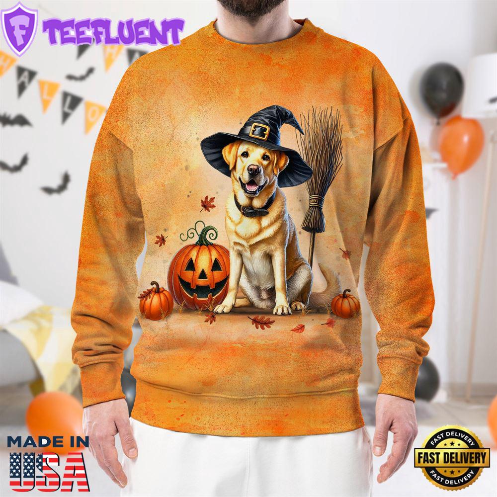 Labrador Retriever Dog In Spooky Autumn Halloween 3D Shirt