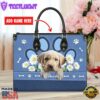 Labrador Retriever Dog Lover Leather Bag With Daisy Flowers