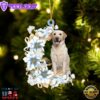 Labrador Retriever Flowers Moon Ornament, Gift For Christmas