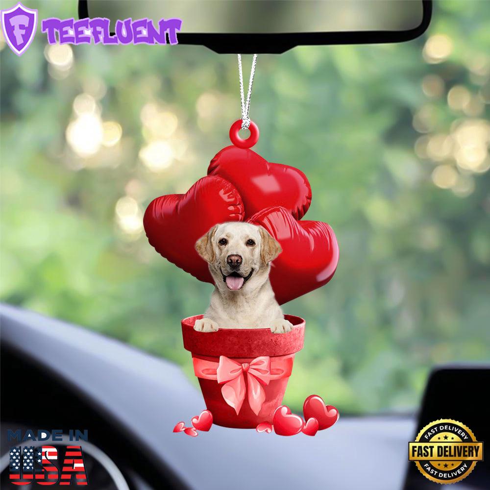 Labrador Retriever Red Heart Balloon Ornament, Gift For Christmas