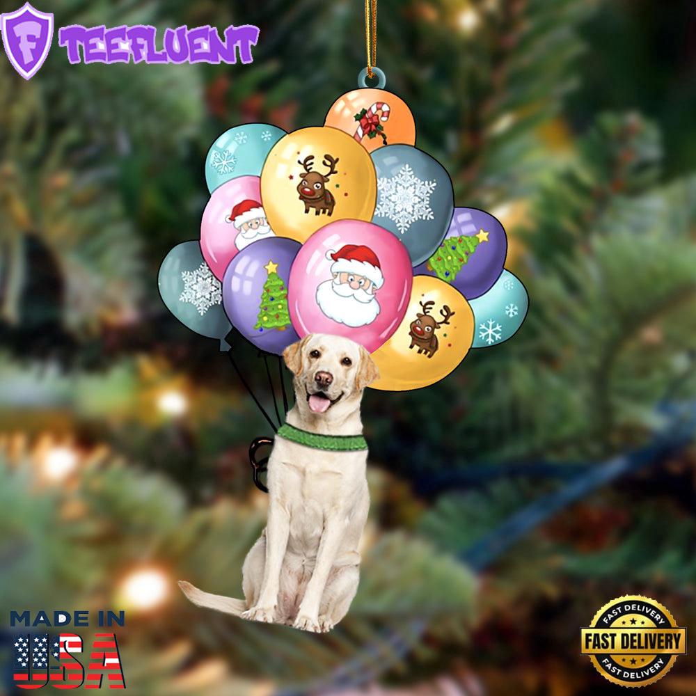 Labrador Retriever With Balloons Christmas Ornament, Gift For Christmas