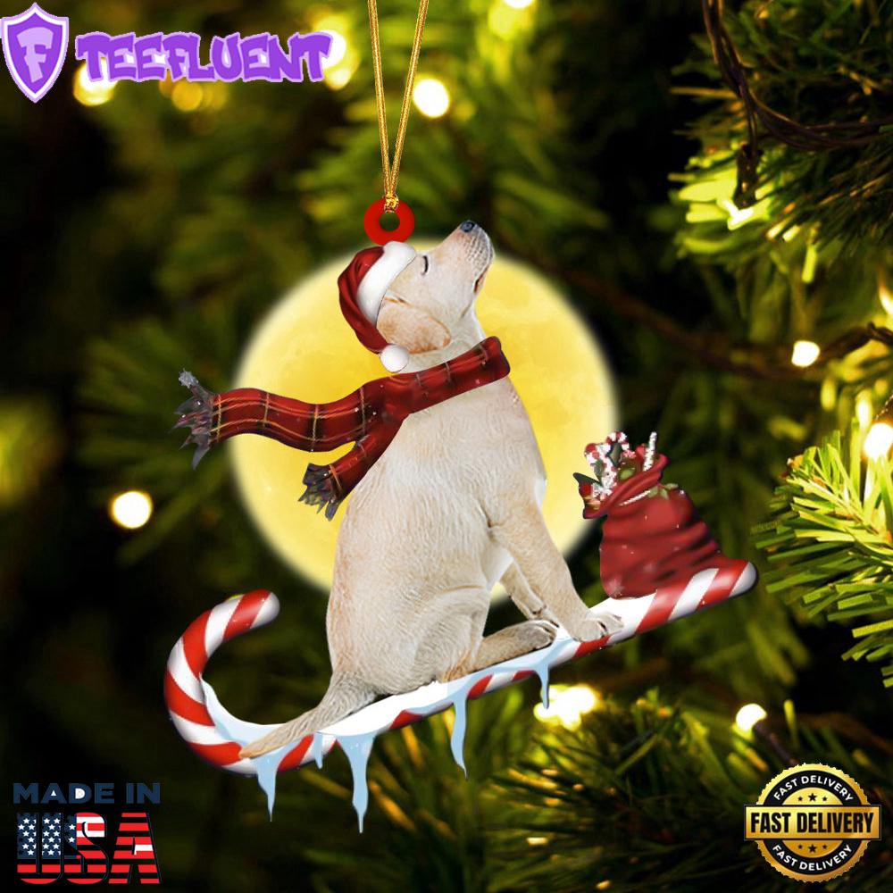 Labrador-Retriever On The Candy Cane Christmas Ornament, Gift For Christmas
