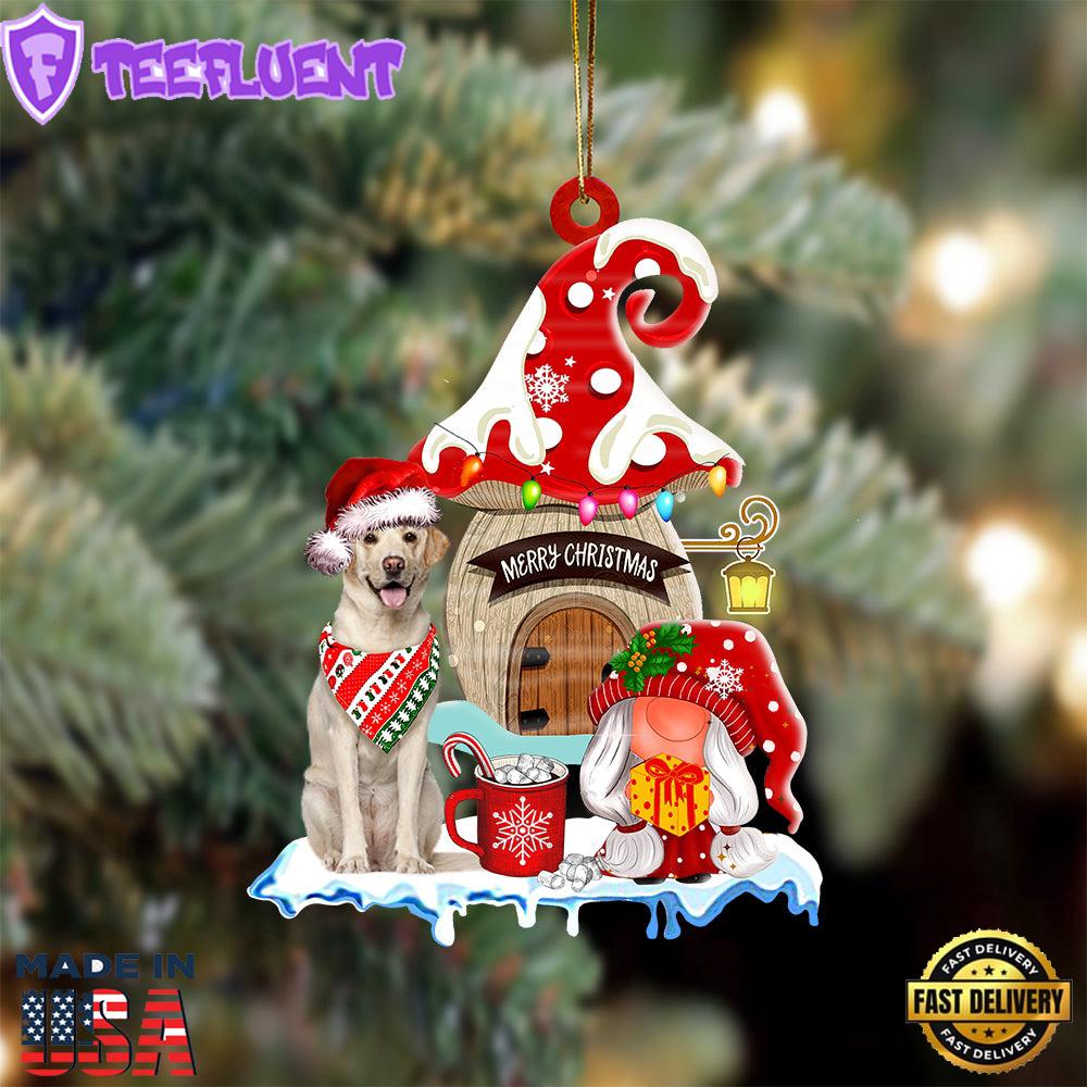 Labrador-Retriever With Mushroom House Christmas Ornament, Gift For Christmas