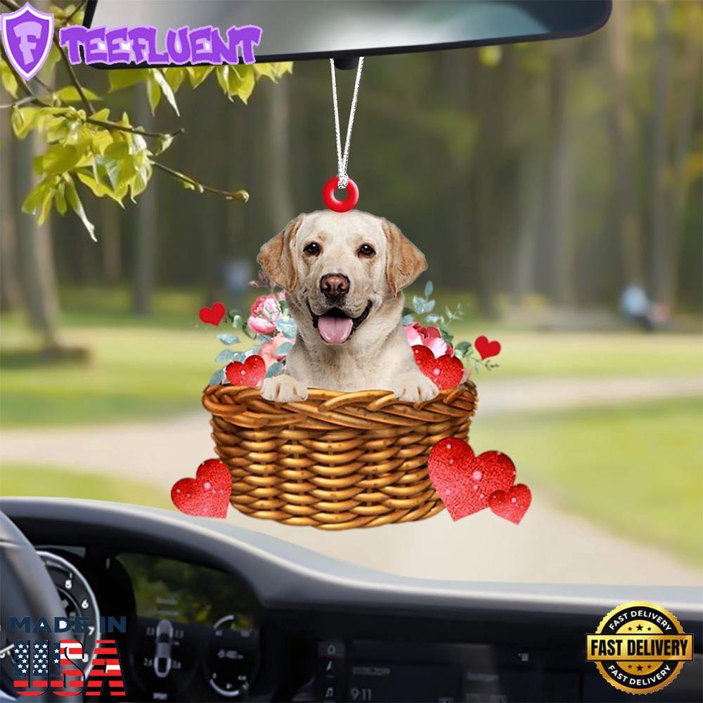 Labrador-Retriever With Rose & Heart Ornament, Gift For Christmas